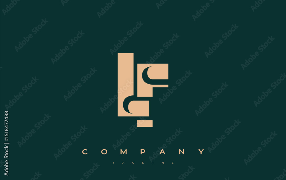 Fototapeta premium LF Abstract Geometric Logo Design. Modern and elegant logo design with simplistic typography elements, showcasing branding excellence.