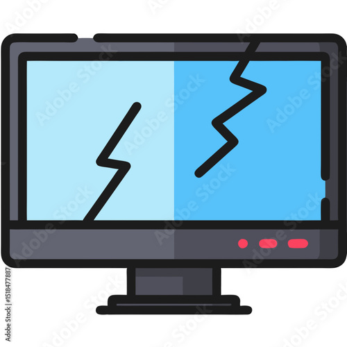 Broken Monitor: Digital Device Damage Illustration