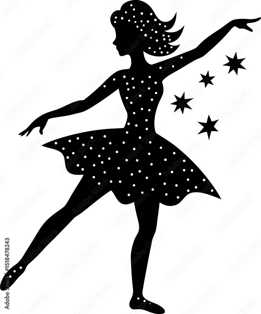 pop dancing girl silhouette vector with glitter Shallotte white pop dancing girl silhouette vector with glitter Shallotte white