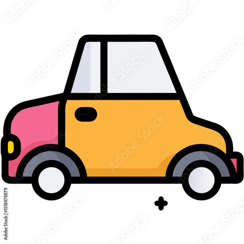 Cartoon Car Icon: Colorful Transportation Graphic