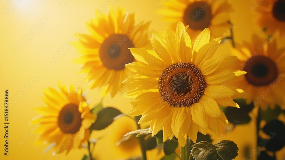 Obraz premium Sunflowers on yellow background