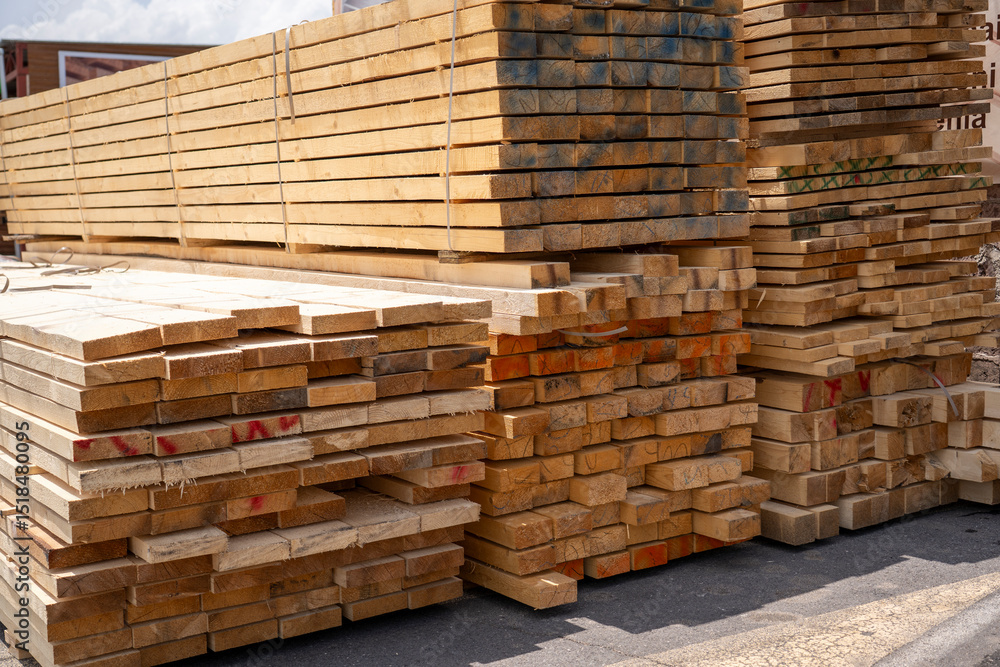 Wooden Planks and Beams for Carpentry and Construction Work Wooden Planks and Beams for Carpentry and Construction Work