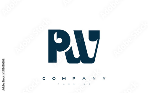 PW Abstract Geometric Logo Design. Modern and elegant logo design with simplistic typography elements, showcasing branding excellence.