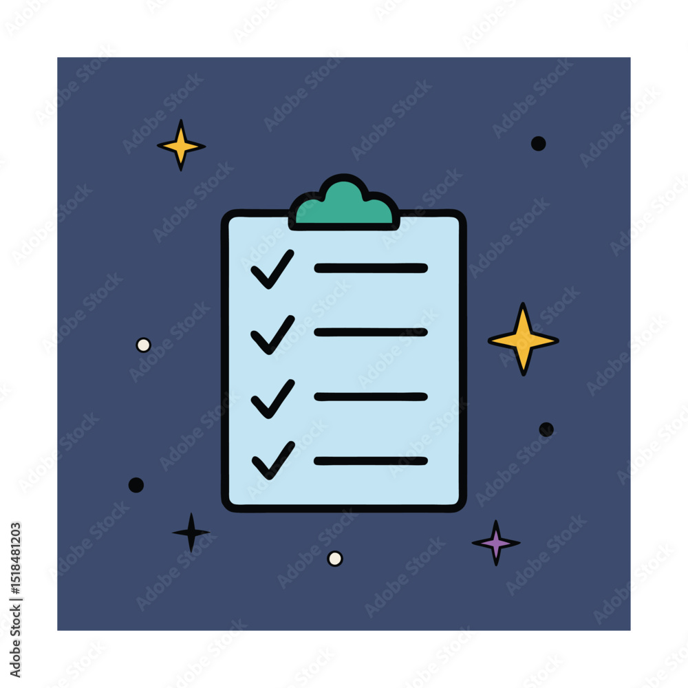 Fototapeta premium Checklist with Hand Drawn Icons and Symbols