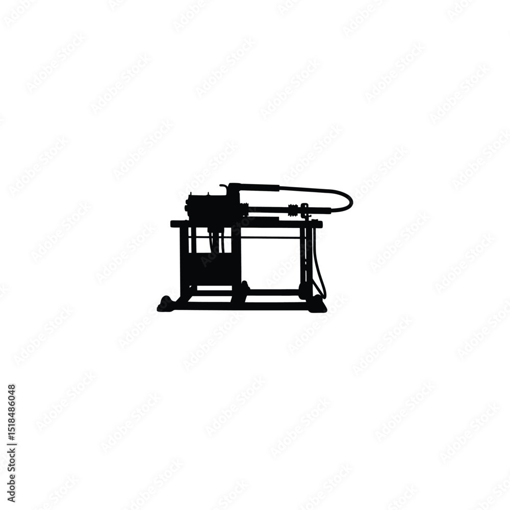 Fototapeta premium Silhouette of a rebar bending machine on white background