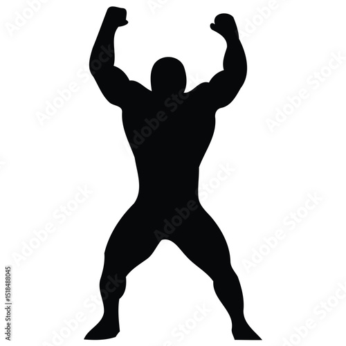 Printsilhouette of wrestling man in gym pose