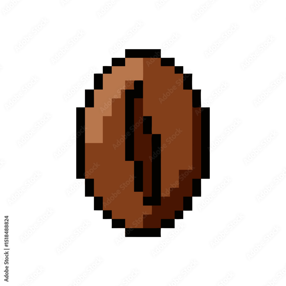 Obraz premium Pixelated retro coffee bean icon