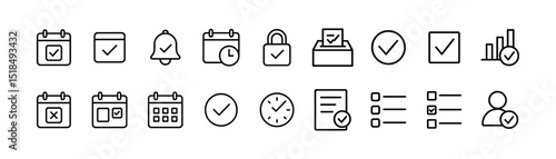 Task and schedule linear icon set. planning, organization icons in line style