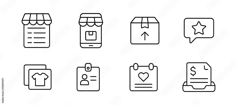 E-commerce, business outline icon set. online, shopping, retail graphics collection E-commerce, business outline icon set. online, shopping, retail graphics collection