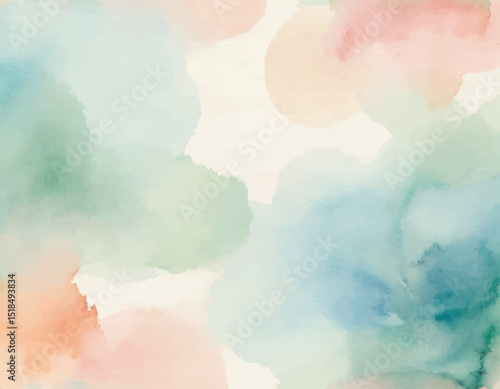 Abstract Watercolor Background with Green and Peach Hues.