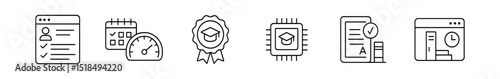 Education and learning outline icon set. school, study, and online education icons.