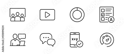 Education linear icon set. learning, teaching, online education line style icons