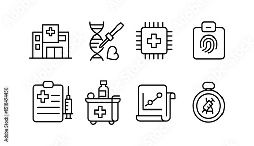 Healthcare and medical line icon set. professional, modern, essential health graphics