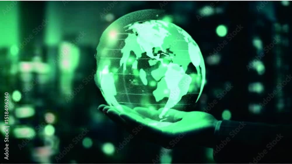 Futuristic Hologram World Globe in Hand Technology Globalization and Connectivity Futuristic Hologram World Globe in Hand Technology Globalization and Connectivity