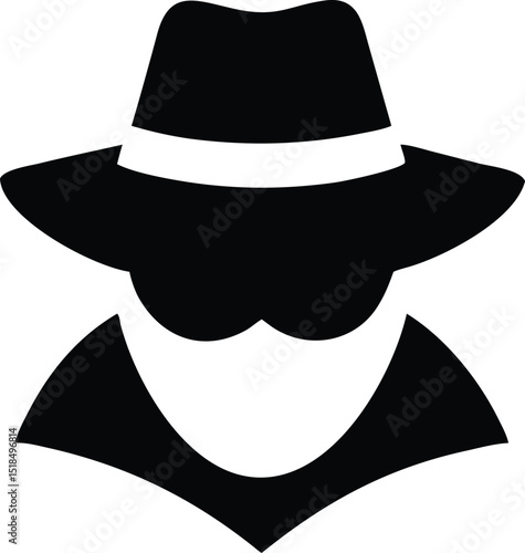 Mysterious man in fedora hat icon silhouette