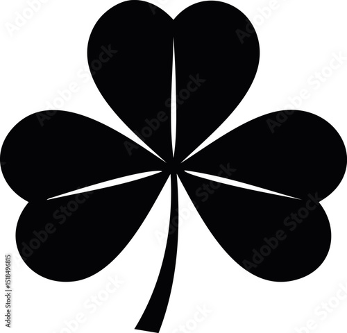 Shamrock Silhouette Illustration Vector Format - Minimal Lucky Charm