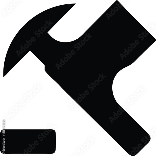 Hammer hitting nail construction work tool icon