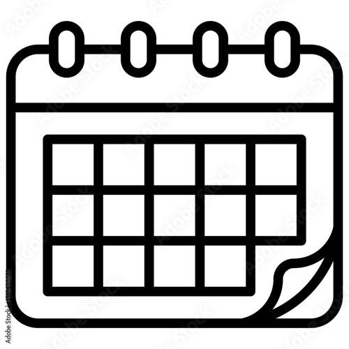 Appointment Booking - outline style icon - Calendar with page corner turned, representing scheduling, meetings, or customer appointment setup