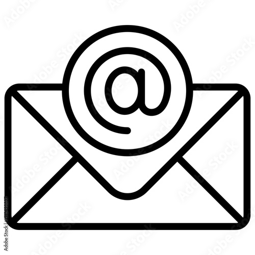 Email Envelope - outline style icon - Envelope with mail symbol, representing email identity or address
