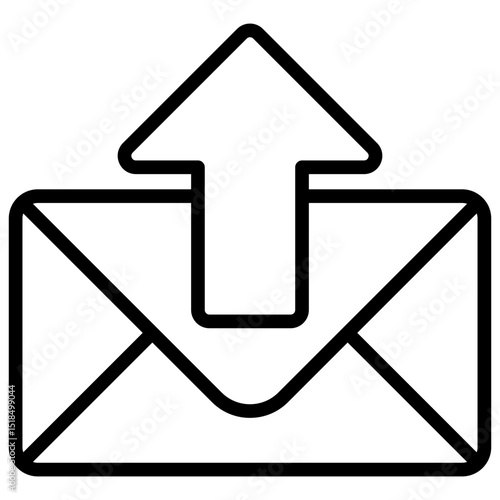 Outgoing Mail - outline style icon - Envelope with upward arrow, symbolizing outgoing messages or submission