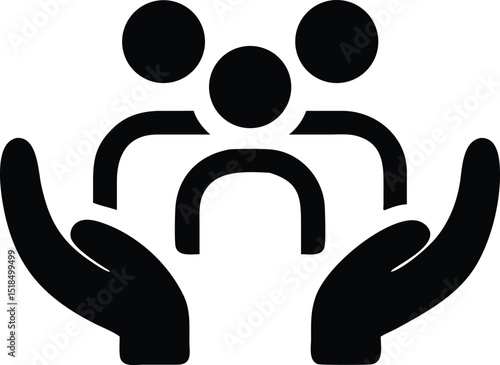Protecting family group care support symbol