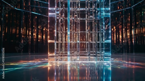 Holographic light transitions with mirrored effects and soft overlays.