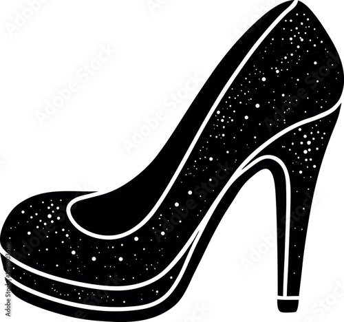Glittery rainbow high heel vector on white background