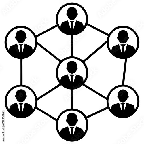 Network of business people connected silhouette vector illustration