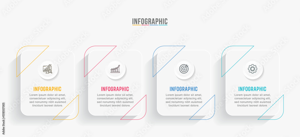 Obraz premium Timeline infographic template design. 4 options or steps business infographics design. Can be used for process diagram, presentations, workflow layout, flow chart, steps, banner.