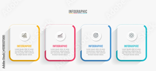 Timeline infographic template design. 4 options or steps business infographics design. Can be used for process diagram, presentations, workflow layout, flow chart, steps, banner.