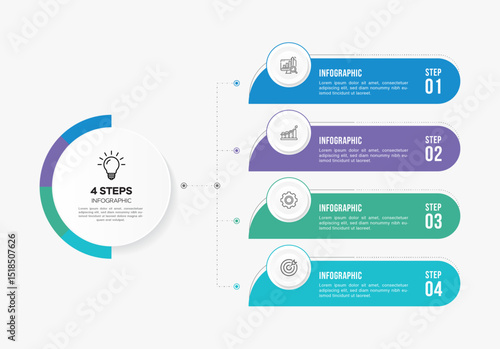 Vector infographic label design with circle infographics template design and 4-5-6 options or steps. Can be used for process diagram, presentations, workflow layout, banner, flow chart, info graph.