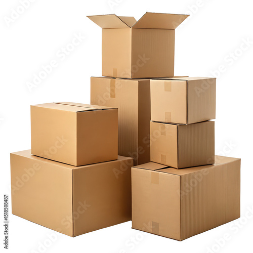 cardboard boxes png stacked cartons png shipping boxes png packaging containers png transparent background image