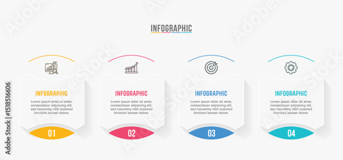 Timeline infographic template design. 4 options or steps business infographics design. Can be used for process diagram, presentations, workflow layout, flow chart, steps, banner.