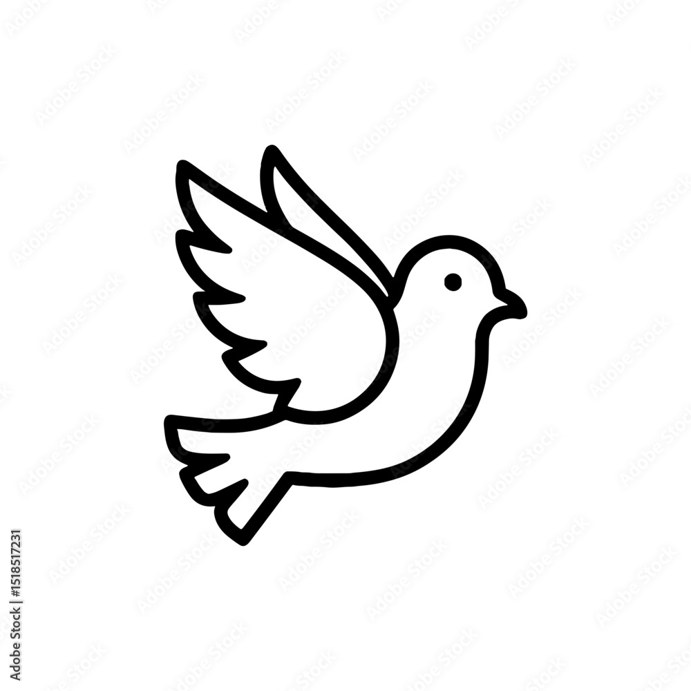 Outline of a dove flying in a minimalist design Outline of a dove flying in a minimalist design