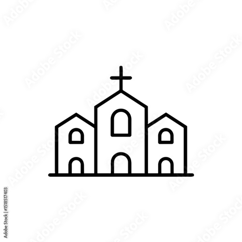 Church icon in minimalist style with outlines and simple design  