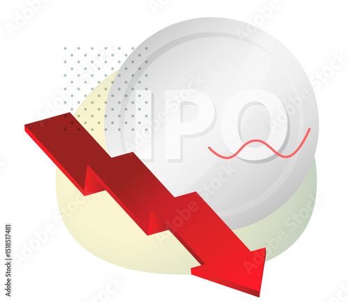 IPO Initial Public Offering- Going South - Stock Illustration