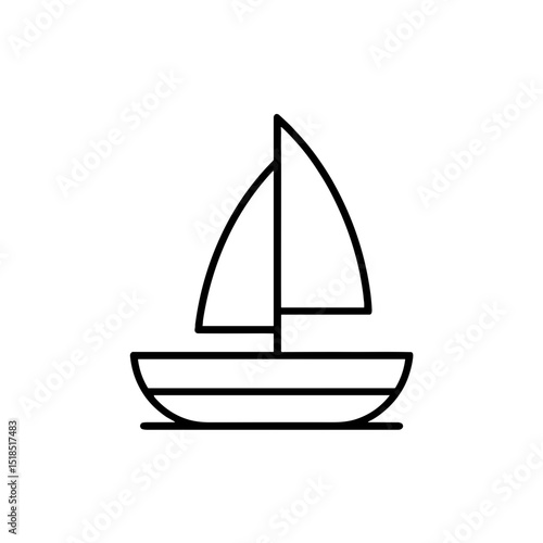 Simple sailboat icon with a triangular sail in minimalist design  