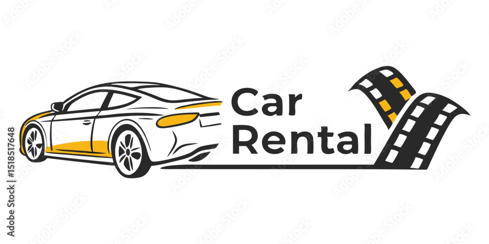 Naklejka premium Car Rental Service Creative Logo Design Template With Fast Drive Concept