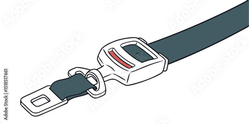 Car Seat Belt Safety Mechanism Clip And Belt Cartoon Illustration Design