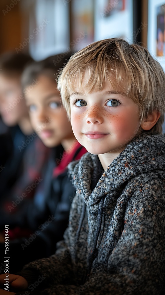 Portrait of Joyful Child: A captivating portrait of a young child, radiating warmth and innocence with their gentle smile. In the blurry background. Portrait of Joyful Child: A captivating portrait of a young child, radiating warmth and innocence with their gentle smile. In the blurry background.
