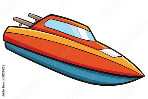 Cartoon Speedboat Vector Illustration Graphic Of A Colorful Motorboat Design Element