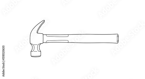 Classic Claw Hammer Line Art - Simple Black and White Illustration for Home Improvement, Construction, and DIY Project Concepts.