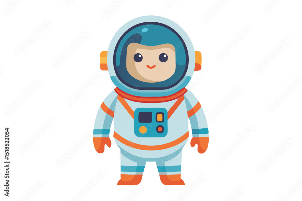 Cute Cartoon Astronaut Character Vector Illustration Isolated On White Background Cute Cartoon Astronaut Character Vector Illustration Isolated On White Background