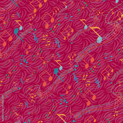 Colorful music note seamless pattern design 