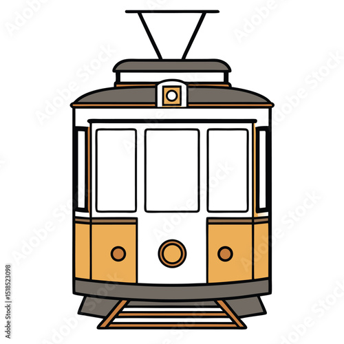 Front View Of A Classic Tram Transportation Icon Illustration Vector