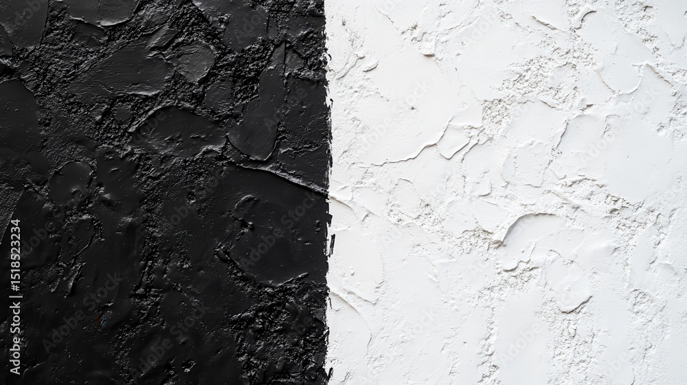 Obraz premium Kontrastowa faktura czarno-białej, pomalowanej ściany betonowej.