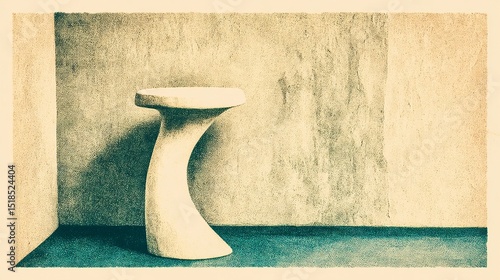 Minimal scene with a single stool, emphasizing structure, function, and visual silence for contemporary creative use.