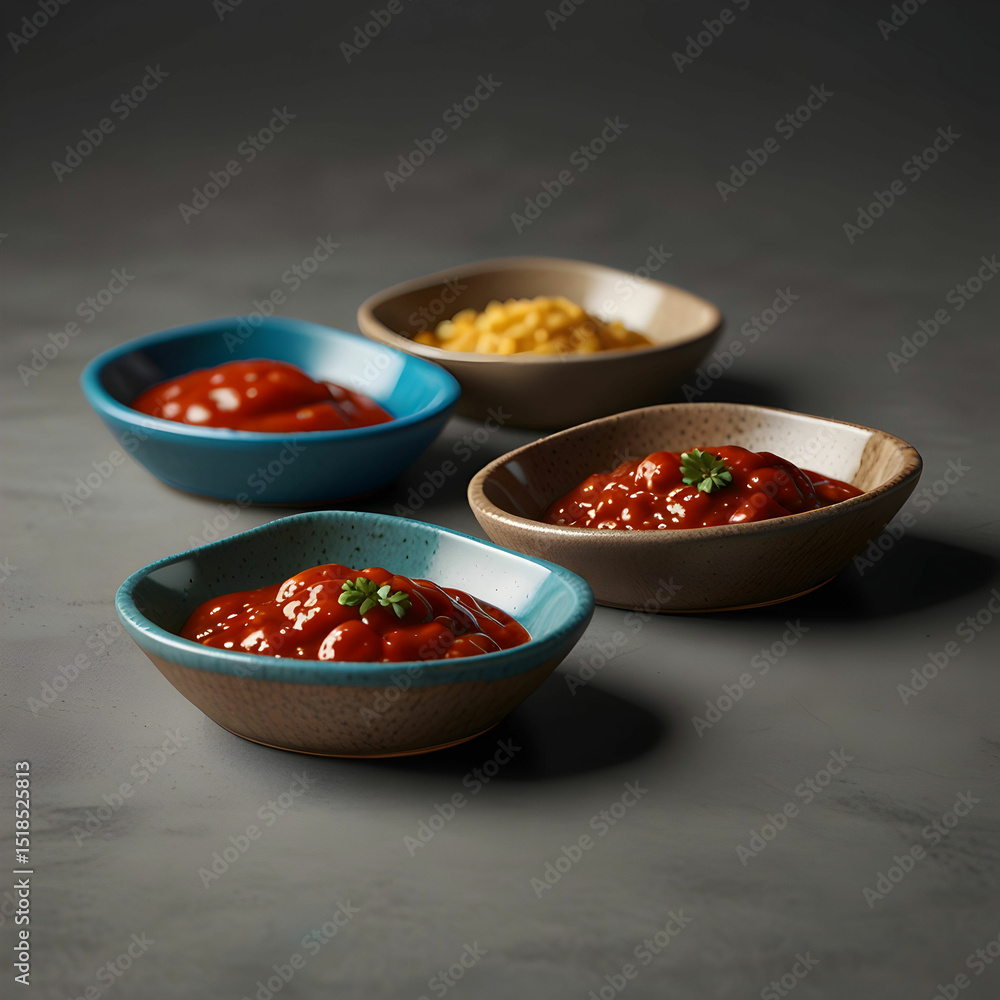 Small Sauce Dishes Set Mockup Small Sauce Dishes Set Mockup