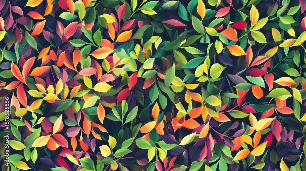 Abstract foliage botanical seamless background. Colorful wallpaper of tropical plants, flowers, floral, leaf branches. Foliage of exotic plants in summer for banner, prints, decor, wall art. illustra Abstract foliage botanical seamless background. Colorful wallpaper of tropical plants, flowers, floral, leaf branches. Foliage of exotic plants in summer for banner, prints, decor, wall art. illustra