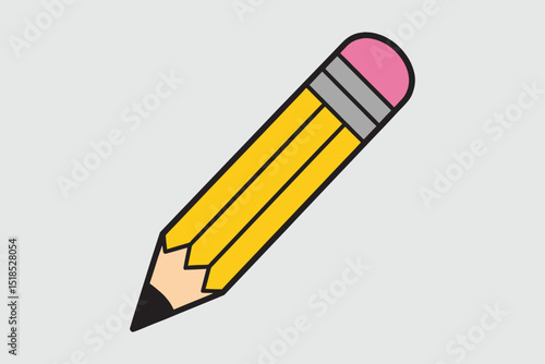 Yellow pencil with pink eraser isolated on white background